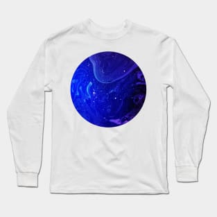 Circular Dark Blue Marble Long Sleeve T-Shirt